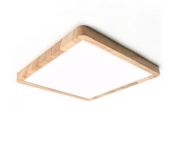 Lampa sufitowa plafon OLBIS LED 30x30 IP44 drewno Italux PLF-63827-300L-24W-WO zmienna barwa światła, cena 156.00 zł