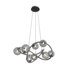 Lampa wisząca NANCY 8 czarny chrom Wofi Premium 7014-805, cena 1399.00 zł