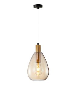 Lampa wisząca pojedyńcza ZULO bursztynowa Italux PND-27812-BRO-AMB, cena 175.00 zł