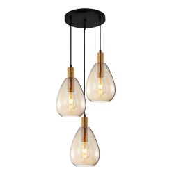 Lampa wisząca potrójna na kole ZULO Italux PND-27812-3A-BRO-AMB, cena 529.00 zł