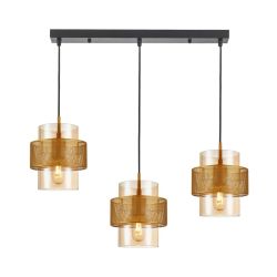 Lampa wisząca potrójna VINOTI Italux PND-22132-3S-GD-AMB, cena 524.00 zł