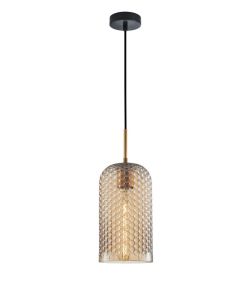 Lampa wisząca RENTI z kloszem bursztynowym Italux PND-25205-1S-BK-AMB, cena 179.00 zł