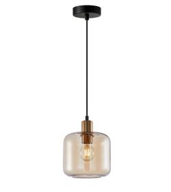 Lampa wisząca ZONA z kloszem bursztynowym Italux PND-29257A-1-BRO-AMB, cena 156.00 zł