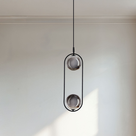 CORDEL zwis 2x28W G9 czarny, klosze grafitowe Candellux 32-44051