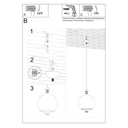 Lampa wisząca BALL błękitna Sollux SL.0251